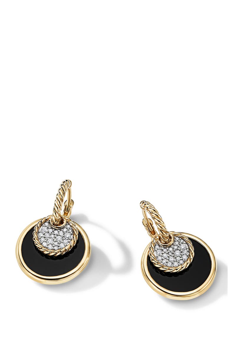 Elements Convertible Drop Earrings with Pavé Diamonds, Alternate, color, BLACK ONYX / YELLOW GOLD