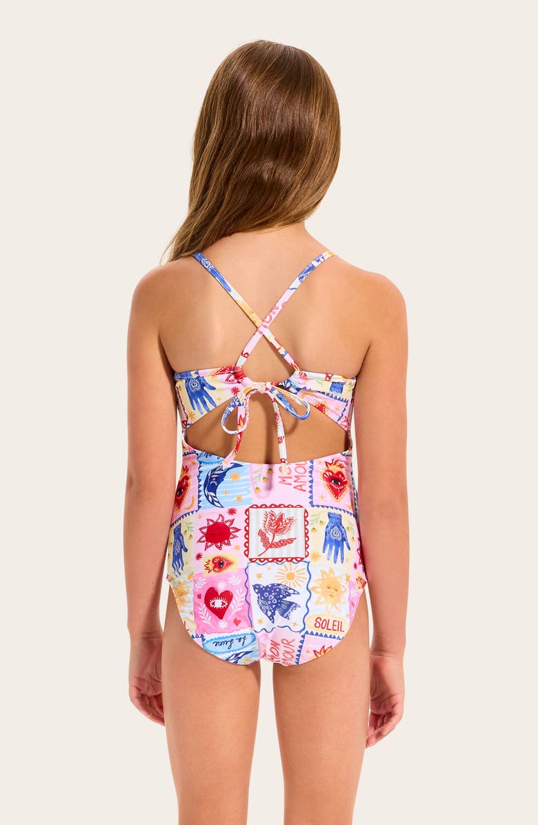 Seafolly Kids' Palermo Tie Back One-Piece Swimsuit, Alternate, color, Palermo