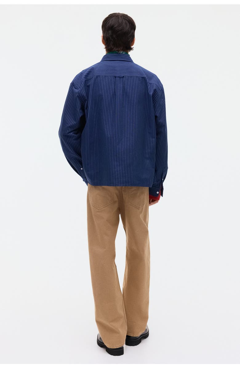 H&M Loose-fit oxford shirt, Alternate, color, Navy Blue/Striped