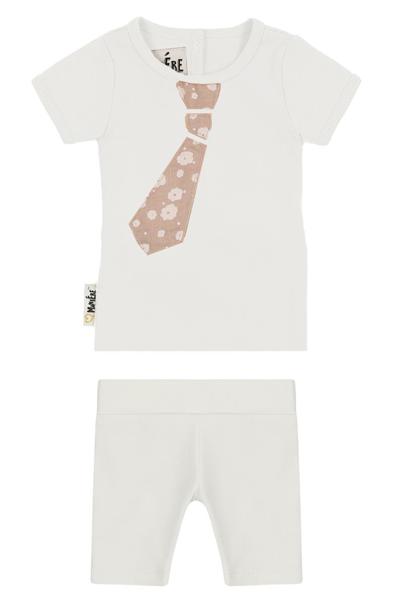 Manière Fly Away Tie Short Sleeve T-Shirt & Shorts Set, Main, color, White