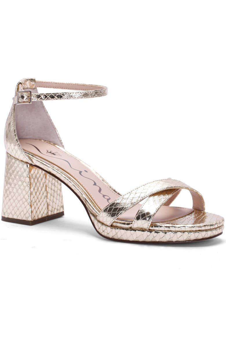 Nina Beau Ankle Strap Sandal, Main, color, Platino