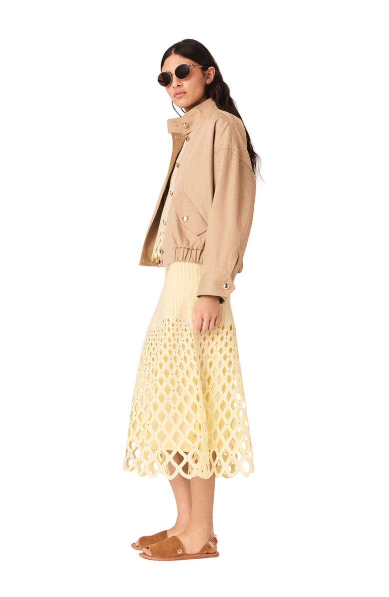 maje Crochet skirt with removable lining, Alternate, color, Pale Yellow