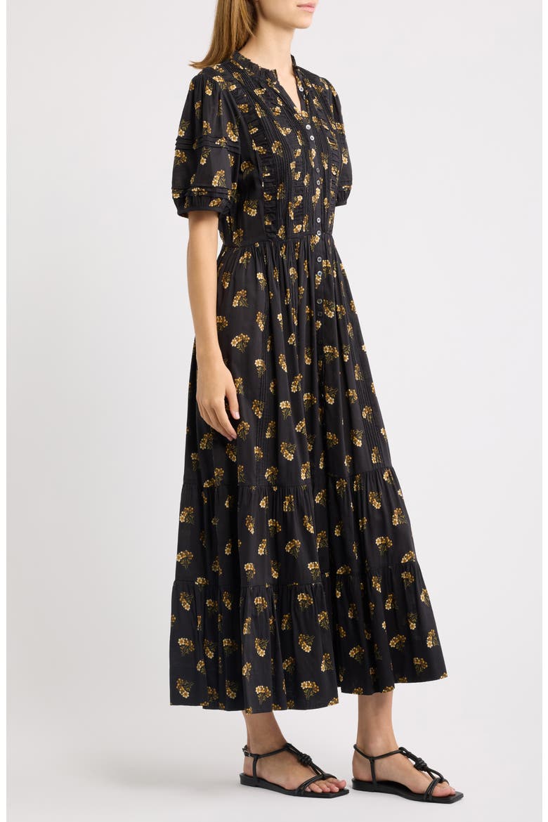 Haleigh Pintuck Midi Dress, Alternate, color, BUTTERCUP BOUQUET