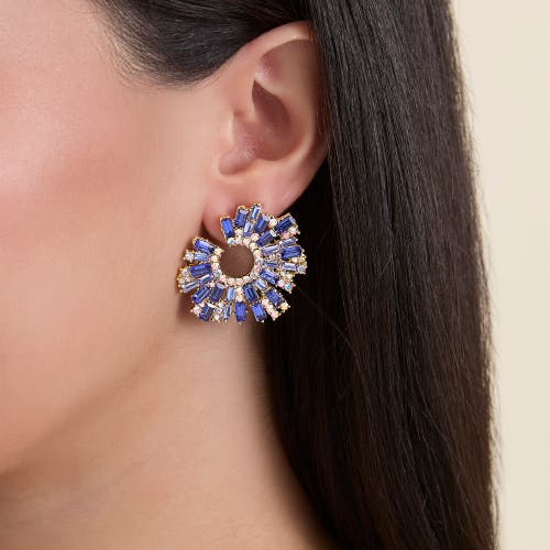 Jessica Simpson Fashion Earrings With Crystal In Blue