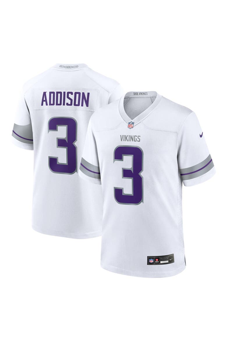 Men's Nike Jordan Addison White Minnesota Vikings Alternate Game Player Jersey, Main, color, White