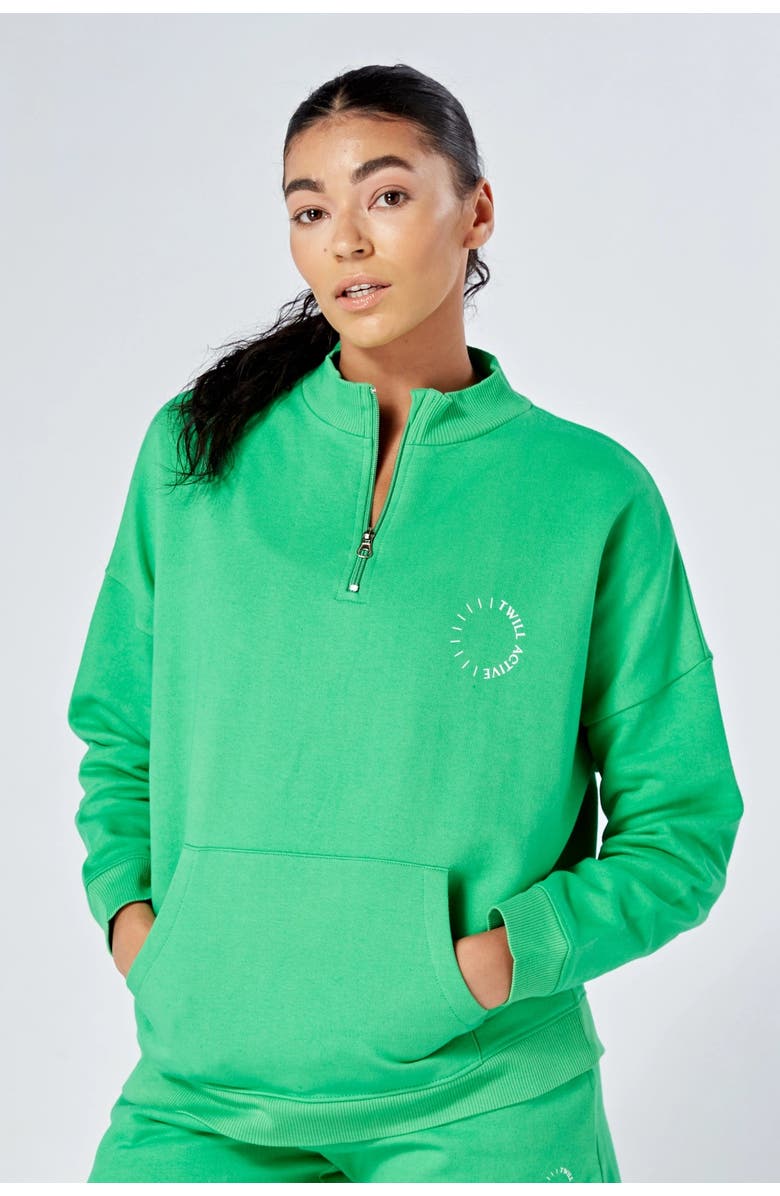 Twill Active Organic Cotton Essentials Oversized Half Zip Sweatshirt, Main, color,