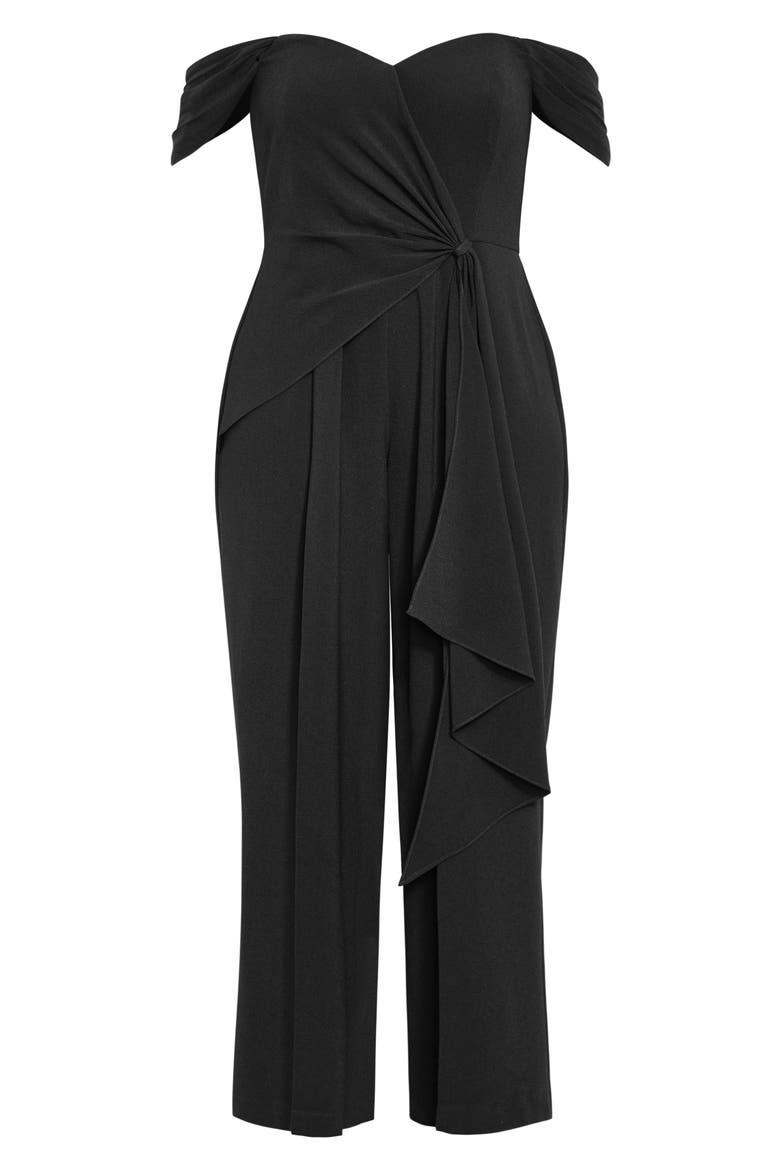 Gabriela Off the Shoulder Jumpsuit, Alternate, color, BLACK