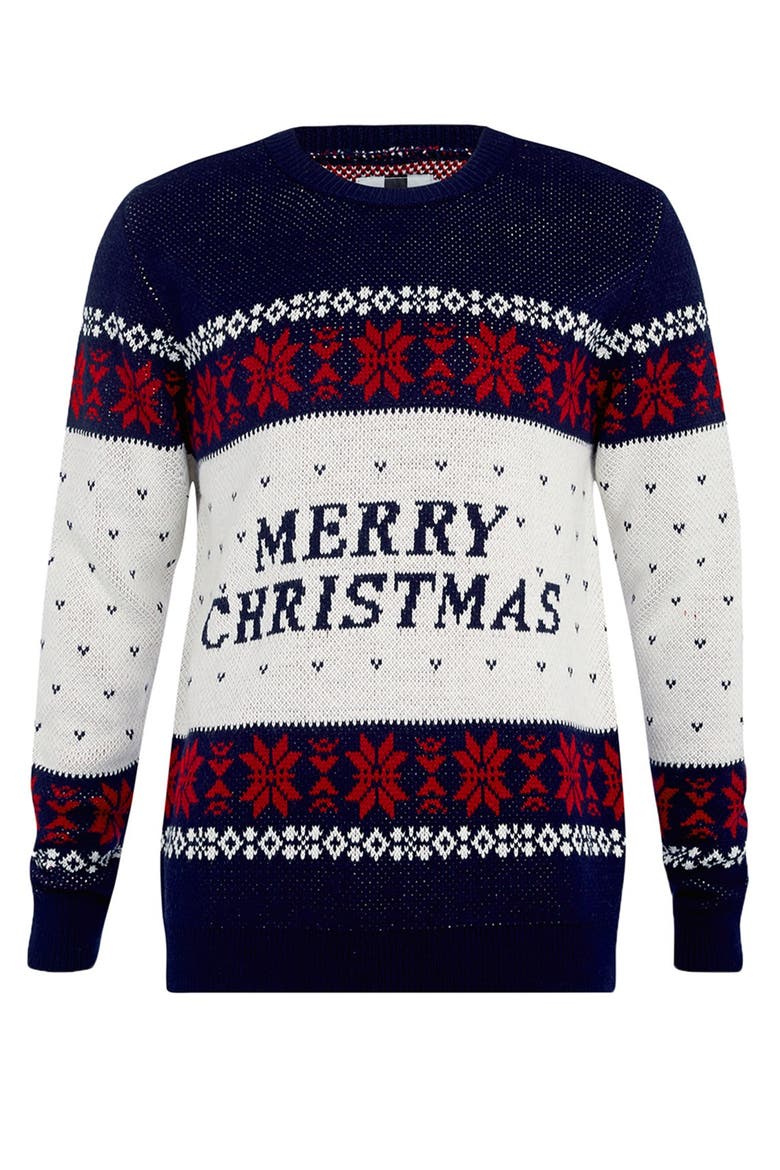 Merry Christmas Jacquard Crewneck Sweater, Alternate, color, NAVY MULTI