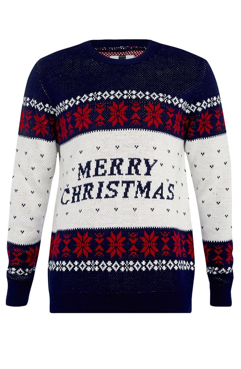 Topman Merry Christmas Jacquard Crewneck Sweater, Alternate, color, 