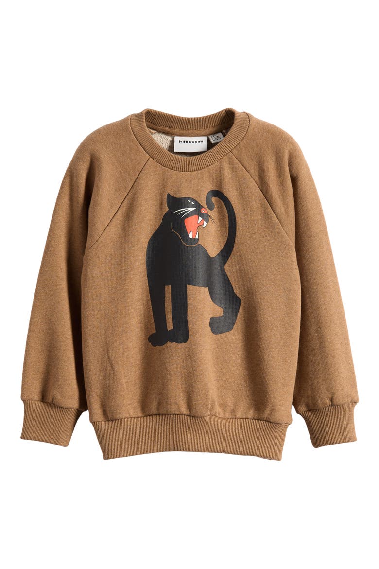 Kids' Panther Melange Graphic Sweatshirt, Main, color, BROWN