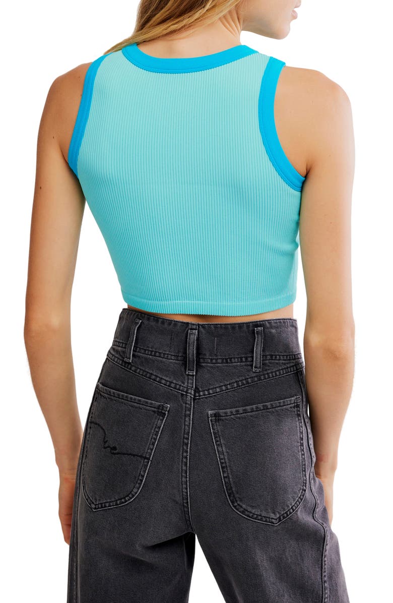 Free People Make It Happen Rib Crop Tank, Alternate, color, Aqua Sky Combo