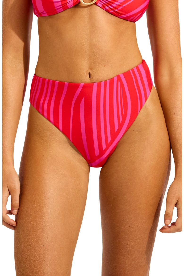 High Waist Bikini Bottoms, Main, color, FLAME