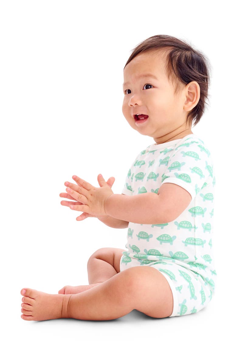 Organic Animal Friends Babysuit Shortie, Alternate, color, Clover Baby Turtles