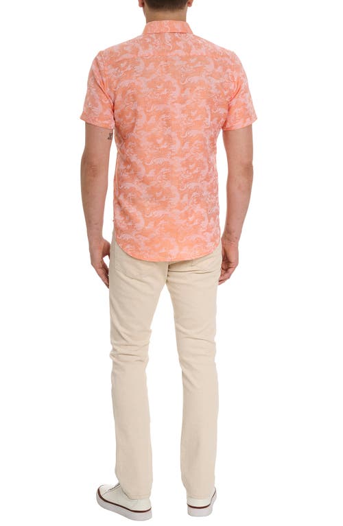 Robert Graham Poseidon Classic Fit Linen-blend Shirt In Orange