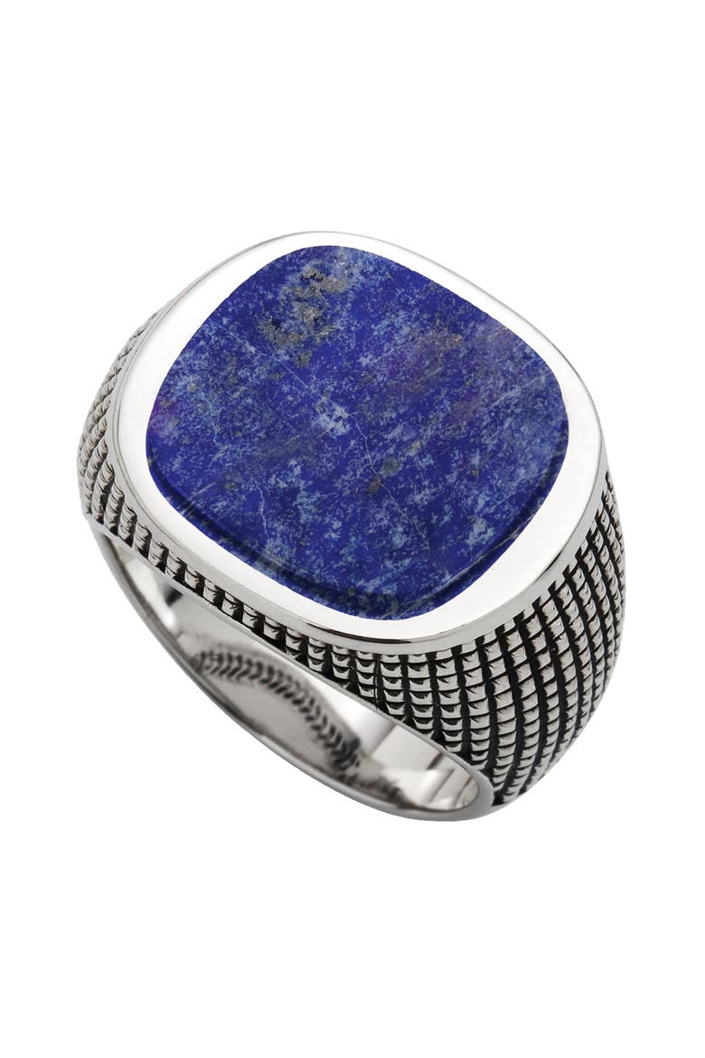 Gemstone Sterling Silver Cross Etched Ring, Main, color, BLUE