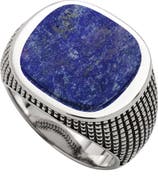 Jan Leslie Gemstone Sterling Silver Cross Etched Ring