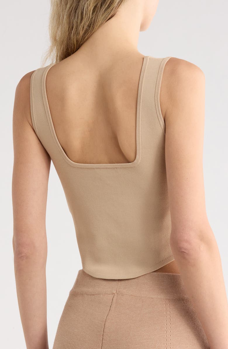 L'AGENCE Saga Square Neck Tank, Alternate, color, Almond/Gold