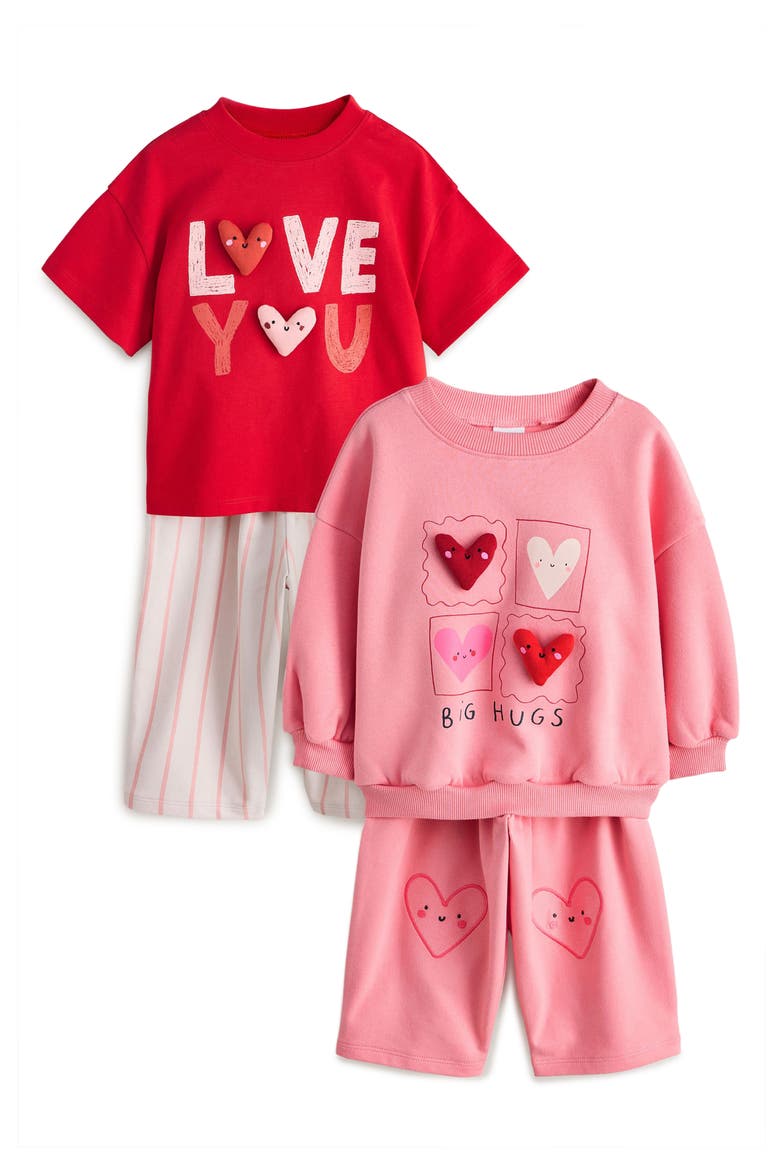 Kids' Assorted 4-Pack T-Shirt, Sweatshirt & Pants Set, Main, color, MULTI PINK