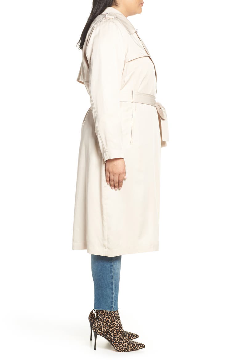 Badgley Mischka Angelina Trench Coat, Alternate, color, FOG
