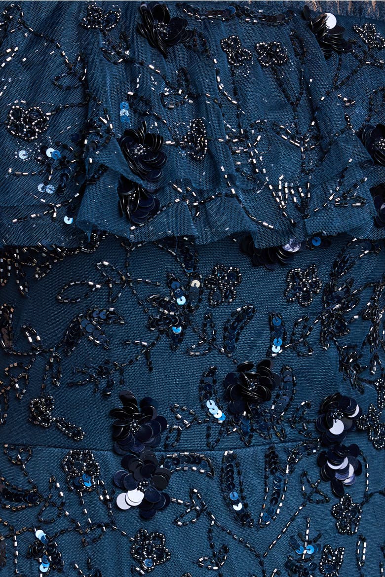 Floral Embellished Sequins Maxi Dress, Alternate, color, NAVY