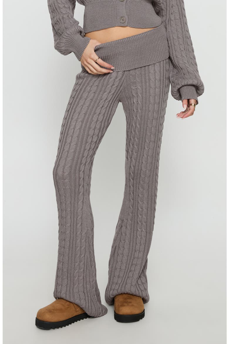 Baleigh Cable Stitch Foldover Pants, Main, color, GREY