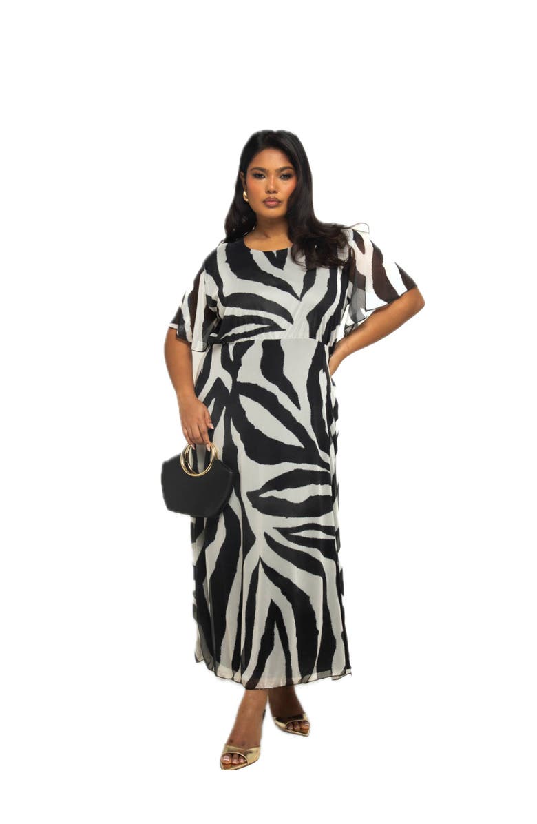 FASHION-SZN CURVE Plus Size Zebra Print Mesh Midaxi Dress, Main, color, 