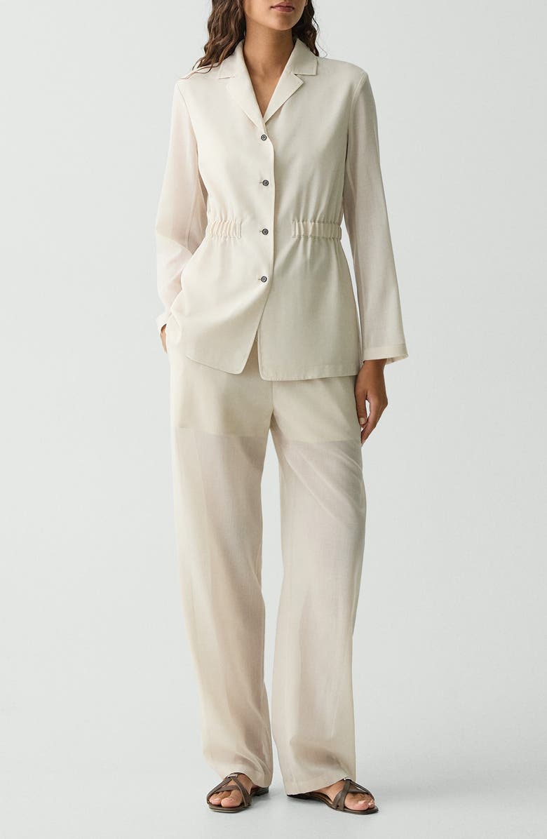 Theory Cinched Waist Wool Blend Jacket, Alternate, color, Sand