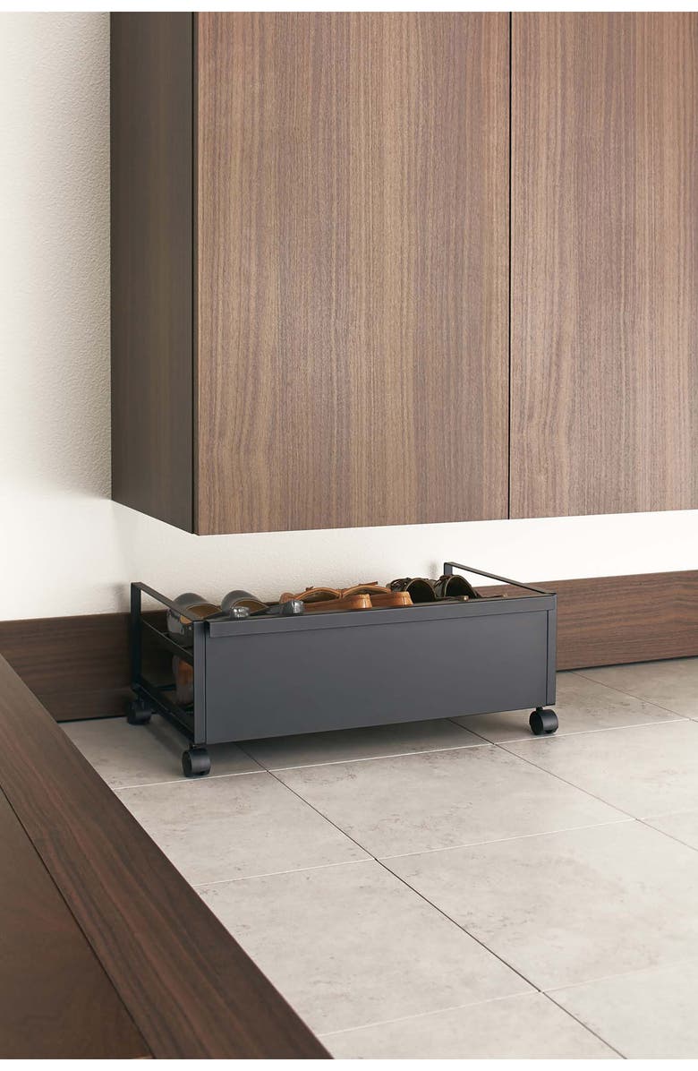 Yamazaki Rolling Shoe Rack, Alternate, color, Black