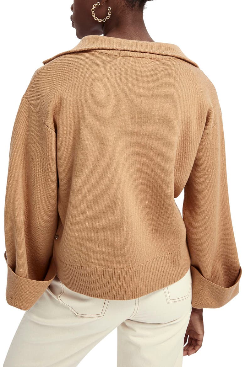 Wool Blend Anorak Sweater, Alternate, color, CAMEL MELANGE