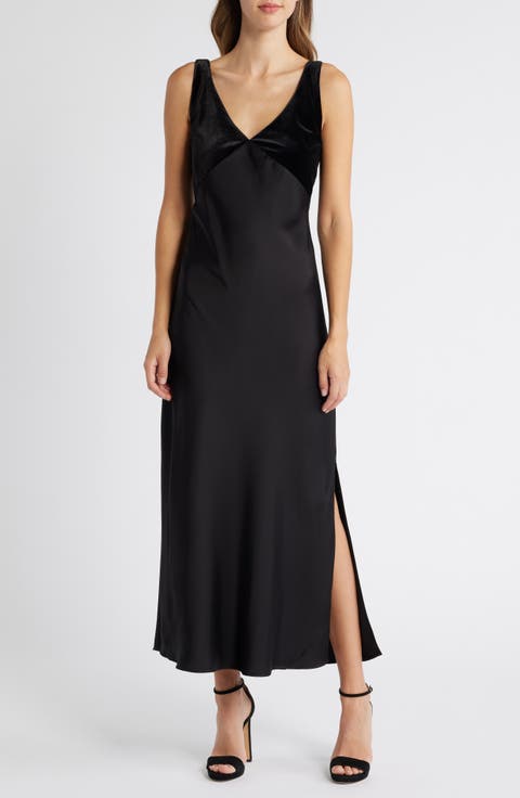 Satin & Velvet Maxi Dress