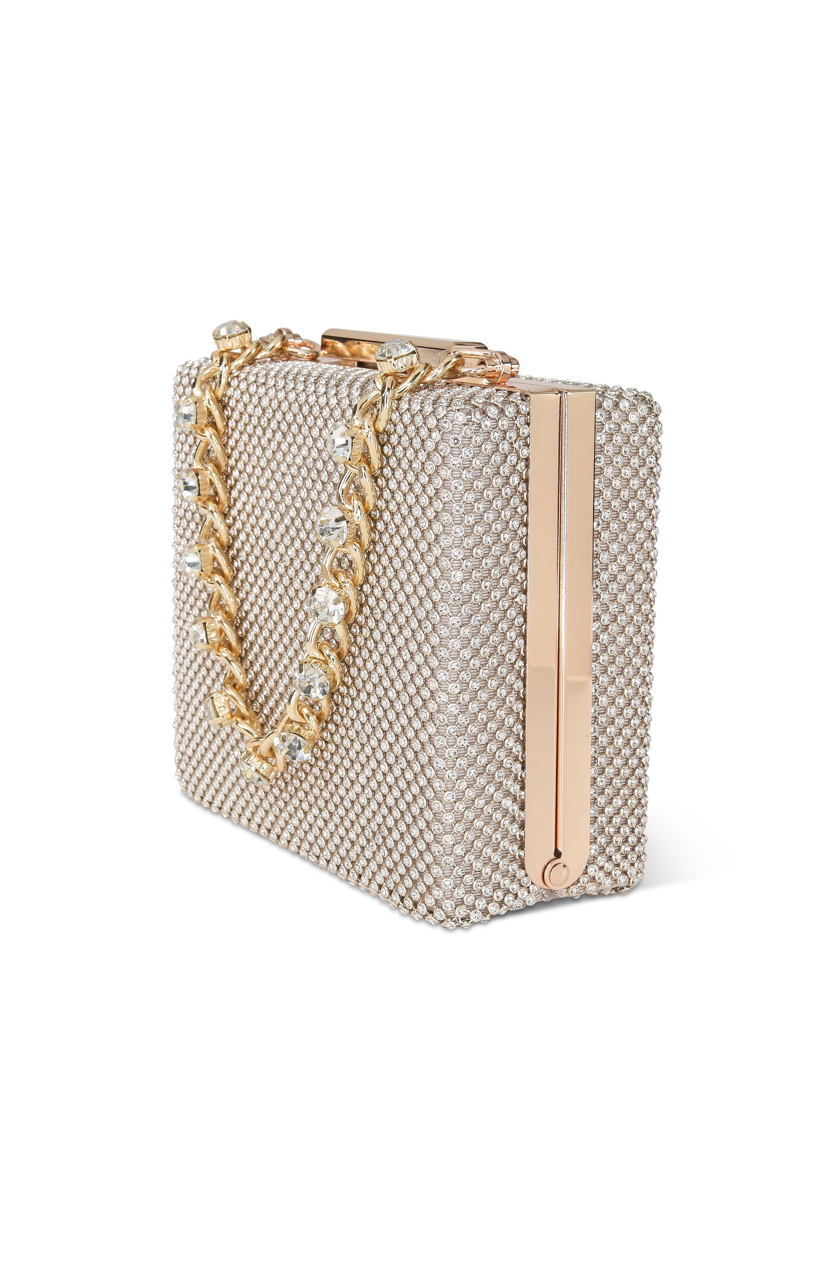 Jewel Badgley Mischka Billie Crystal Mini Box Clutch, Alternate, color, Gold