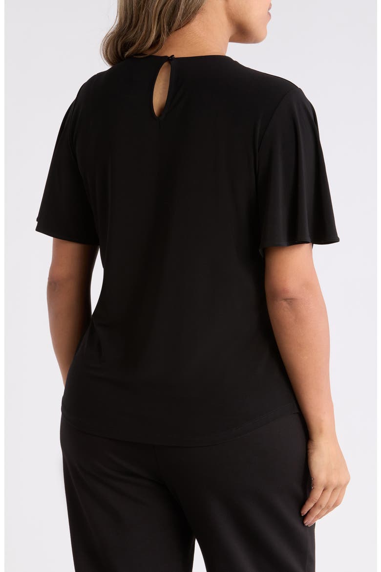 Pleat Neck Bell Sleeve Top, Alternate, color, ANNE BLACK