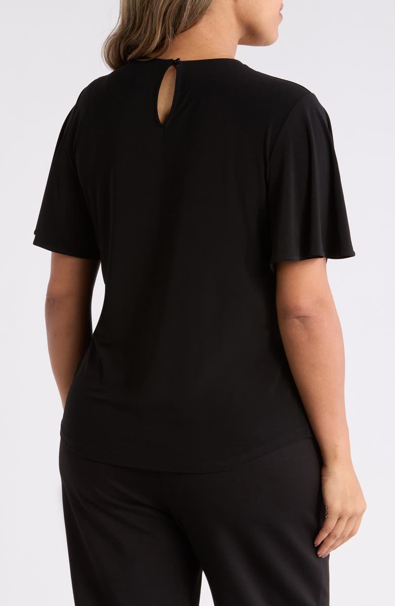 Anne Klein Pleat Neck Bell Sleeve Top, Alternate, color, Anne Black