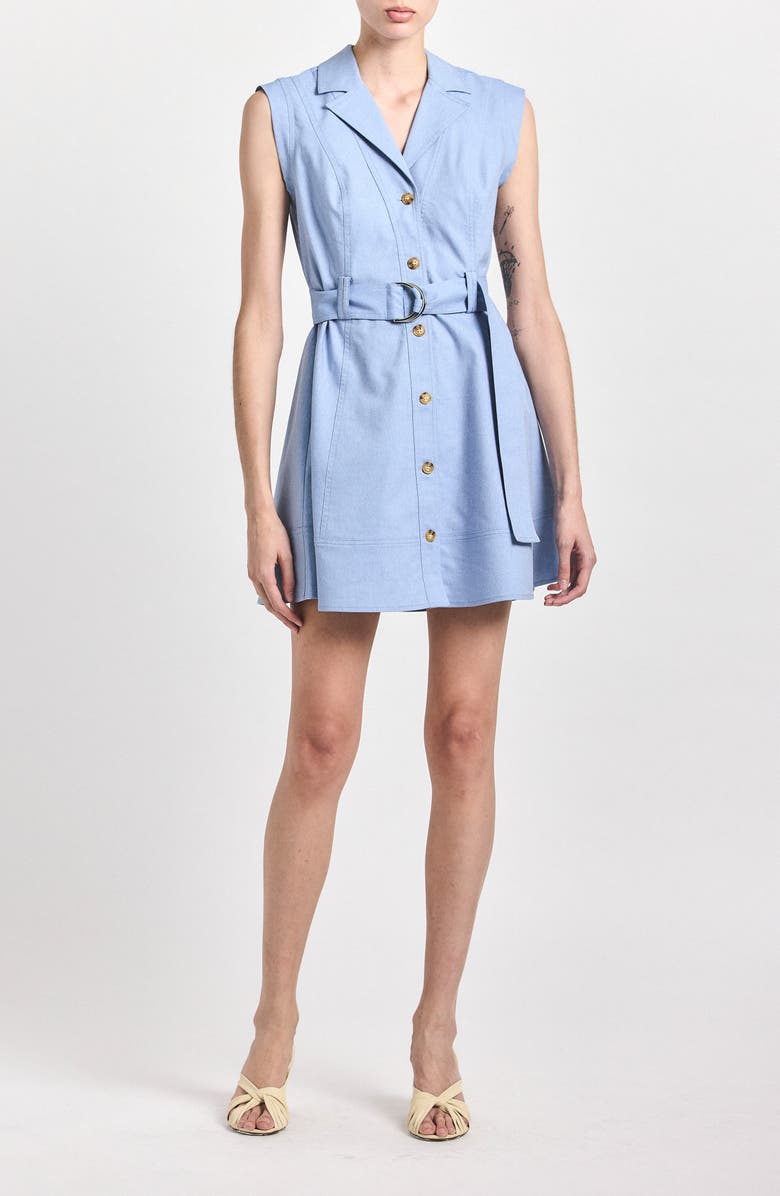 Derek Lam Lya Belted Shirtdress, Main, color, Cloud Blue