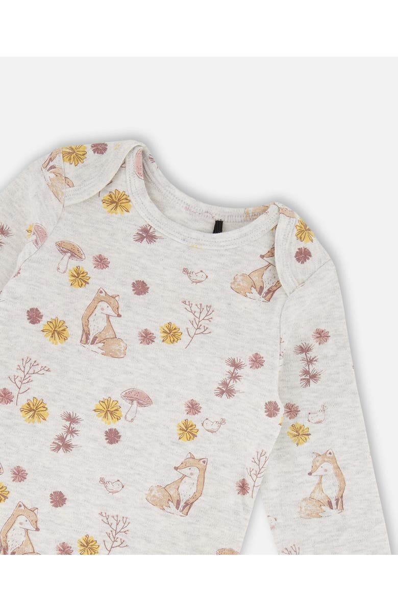 Deux par Deux Baby Girl's Printed Organic Cotton Bodysuit And Pointelle Overall Set Woodrose, Alternate, color, 