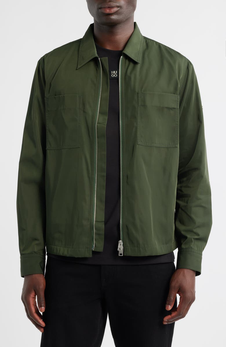 HUGO Evalom Water Repellent Jacket, Main, color, Dark Green