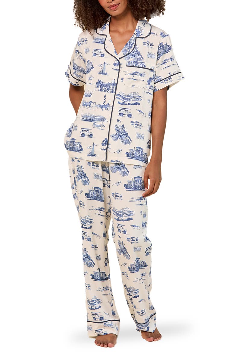 Katie Kime NC Toile Pant Set, Main, color, Navy