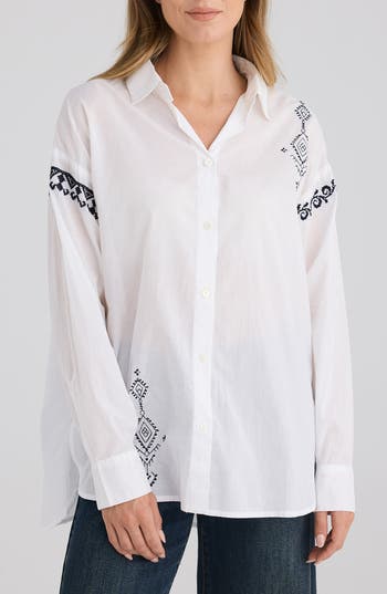 Talisman The Label Flamenco Placed Embroidery Cotton Button-up Shirt