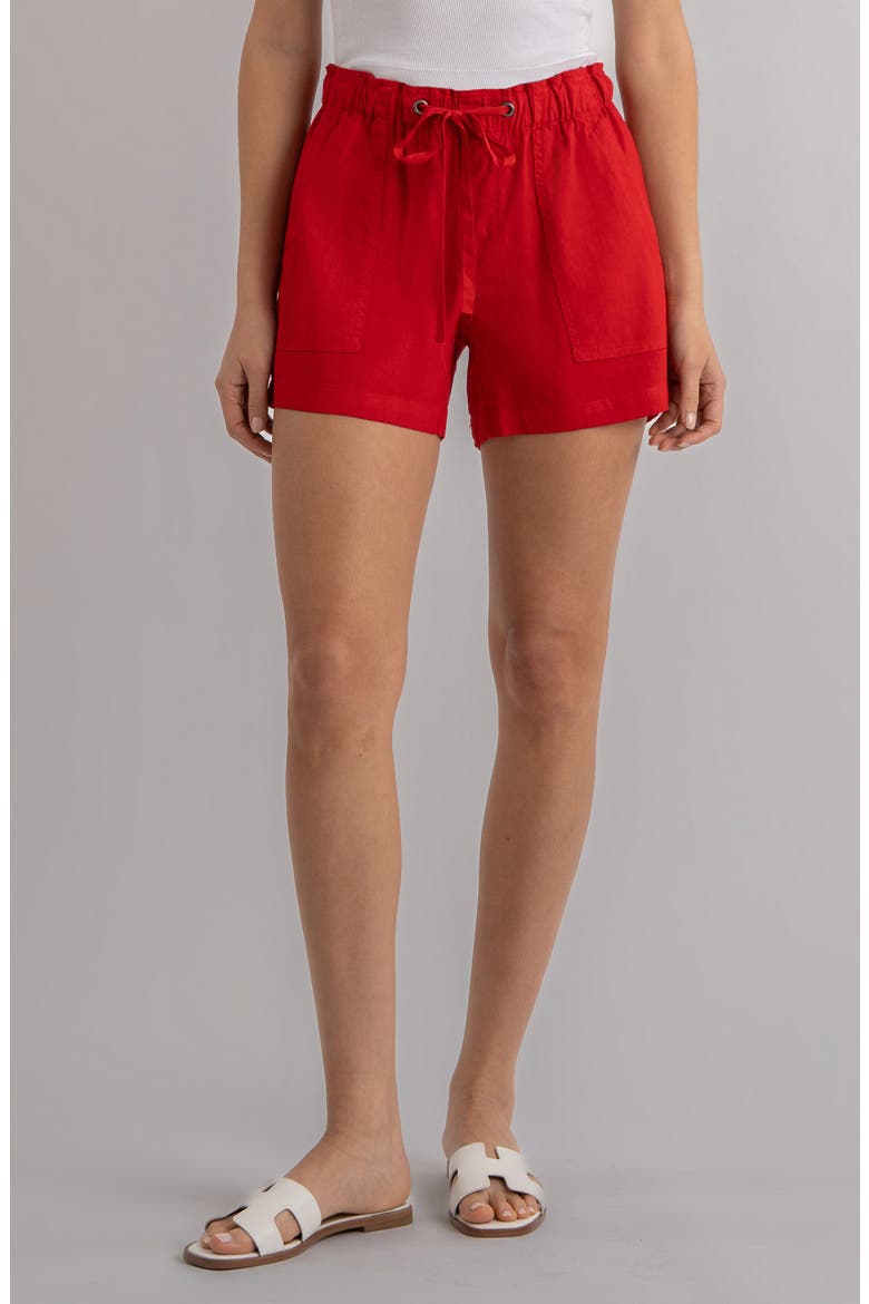 Katana Drawstring Linen Blend Shorts, Main, color, TOMATO JM