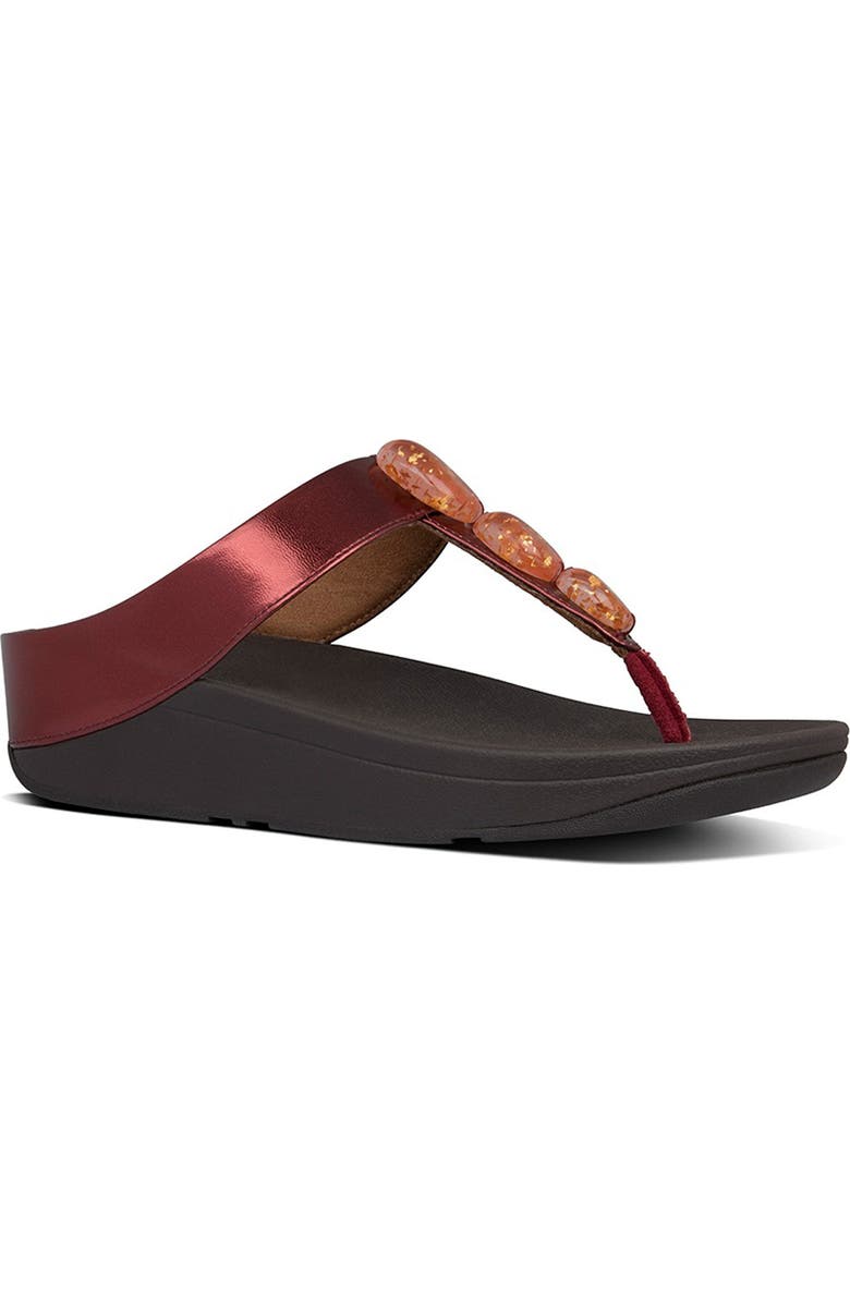FitFlop Fino Metallic Stone Wedge Flip Flop, Main, color,