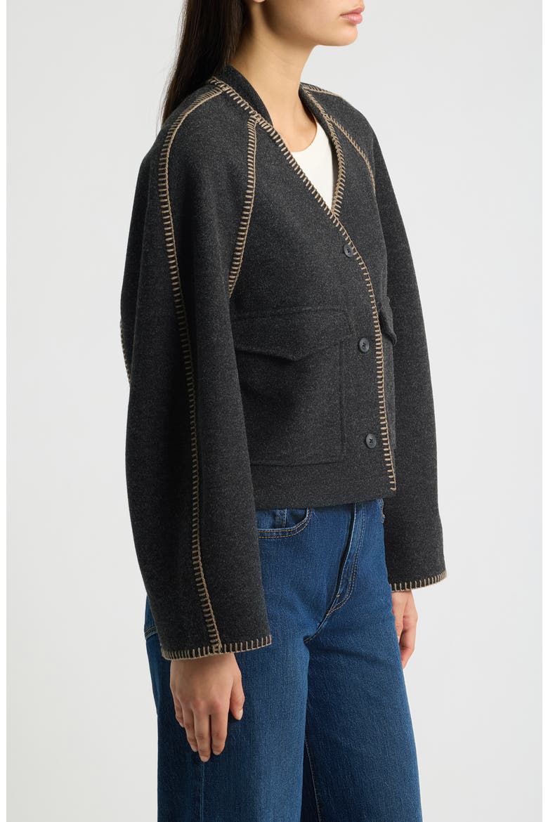 Rina Button-Up Top, Alternate, color, BLACK HEATHER