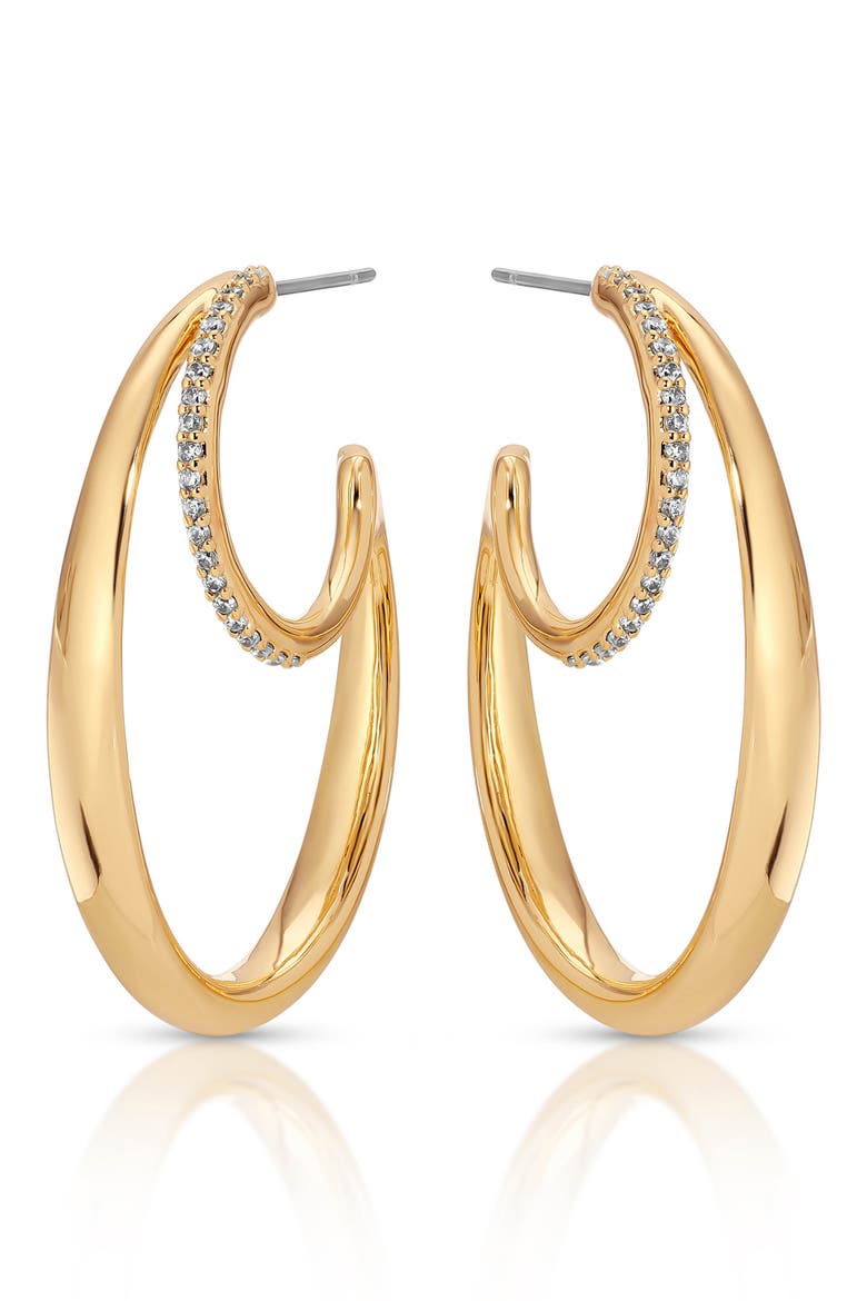 Concentric Rings Pavé Hoop Earrings, Alternate, color, GOLD