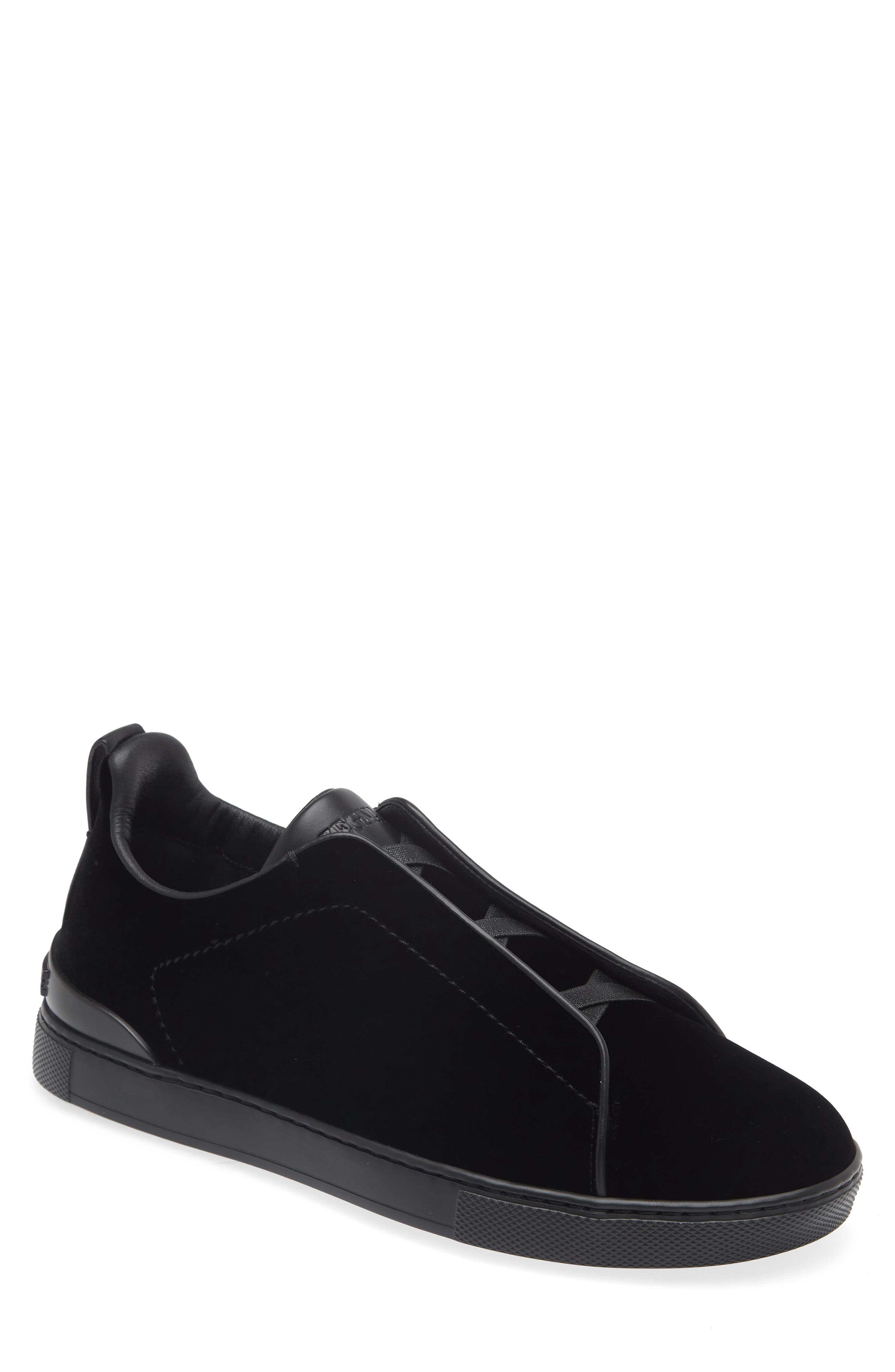 ZEGNA Triple Stitch Velvet Sneaker, Main, color, 