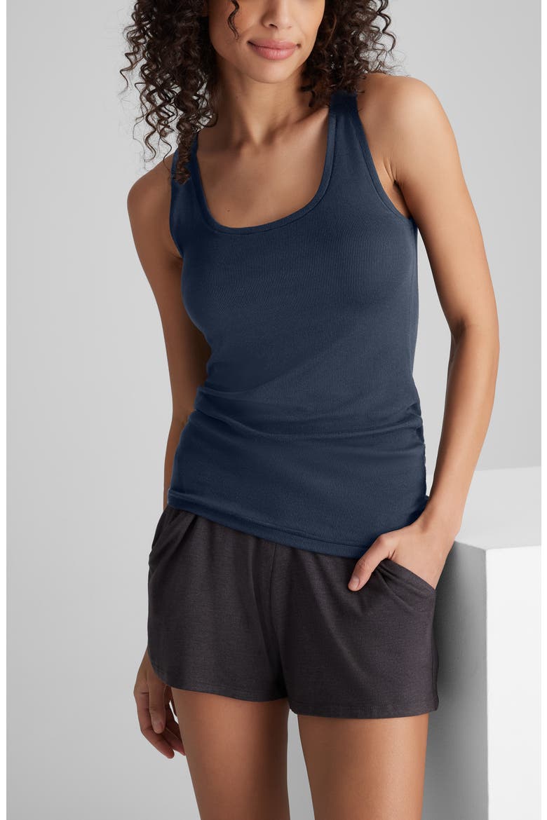 Micro Rib Fitted Tank, Alternate, color, BLUE