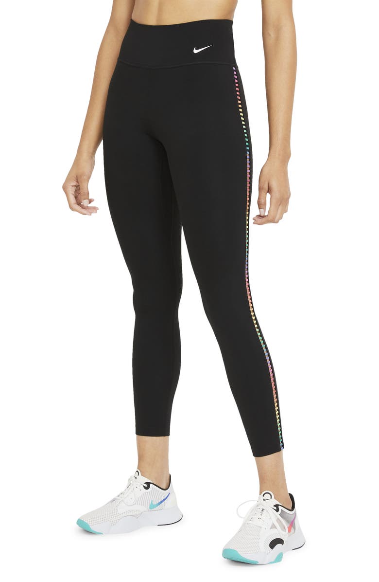 Nike Dri-FIT One Rainbow Ladder Performance Ankle Leggings, Main, color, 