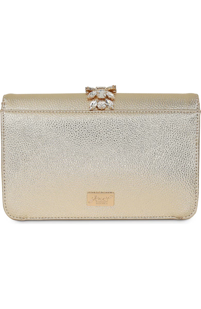 Jewel Badgley Mischka Lux Faux Leather Envelope Clutch, Alternate, color,