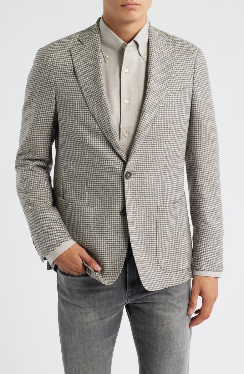 Emanuel Berg Houndstooth Stretch Wool & Linen Blend Sport Coat, Main, color, Medium Grey