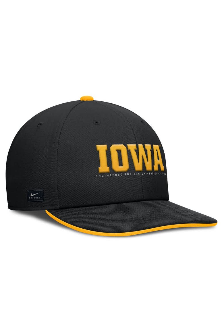 Men's Nike Black Iowa Hawkeyes 2025 On-Field Pro Performance Adjustable Hat, Alternate, color, Black