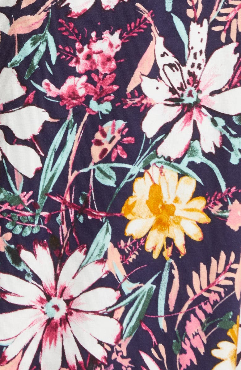 Loveappella Floral Print Empire Waist Jersey Maxi Dress, Alternate, color, Navy Multi