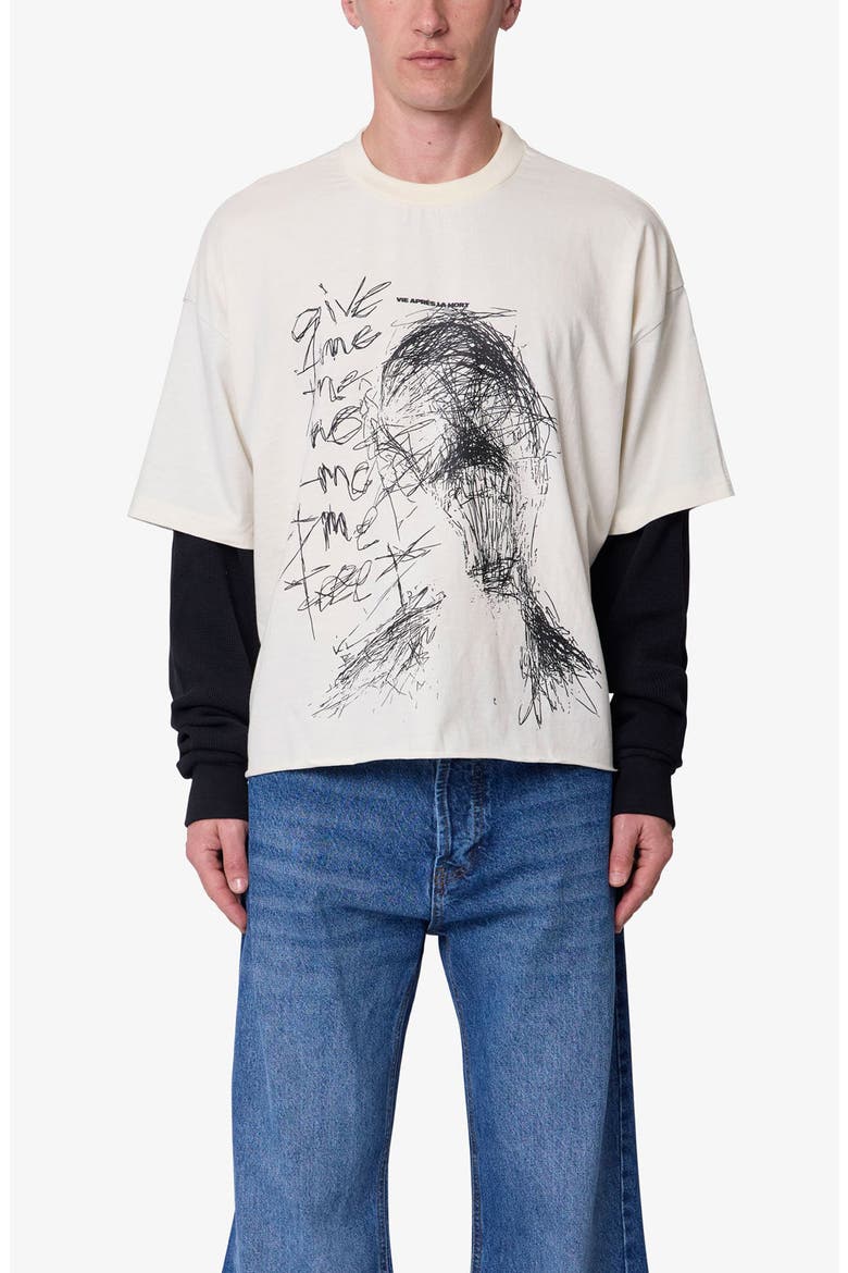 Lost Layered Thermal Graphic T-Shirt, Main, color, WHITE/ BLACK